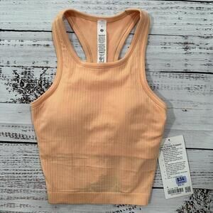 NWT Lululemon Ebb to Street Cropped Racerback Tank Size 4 Peach Bellini
